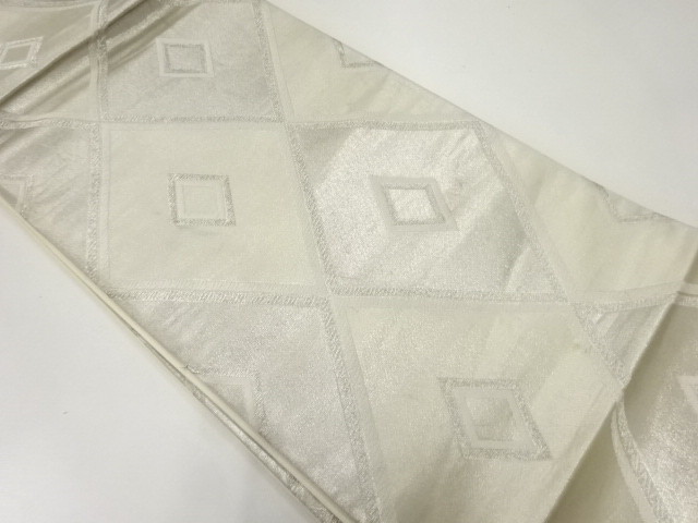JAPANESE KIMONO / ANTIQUE FUKURO OBI / SILK / WOVEN RHOMBUS